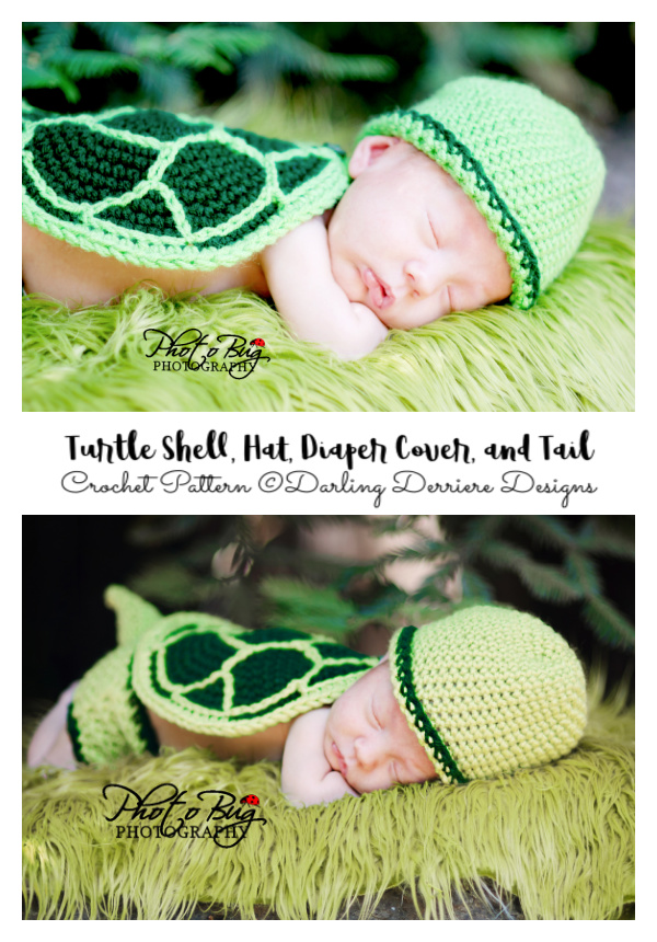 Turtle Shell, Hat, Diaper Cover, and Tail Crochet Pattern