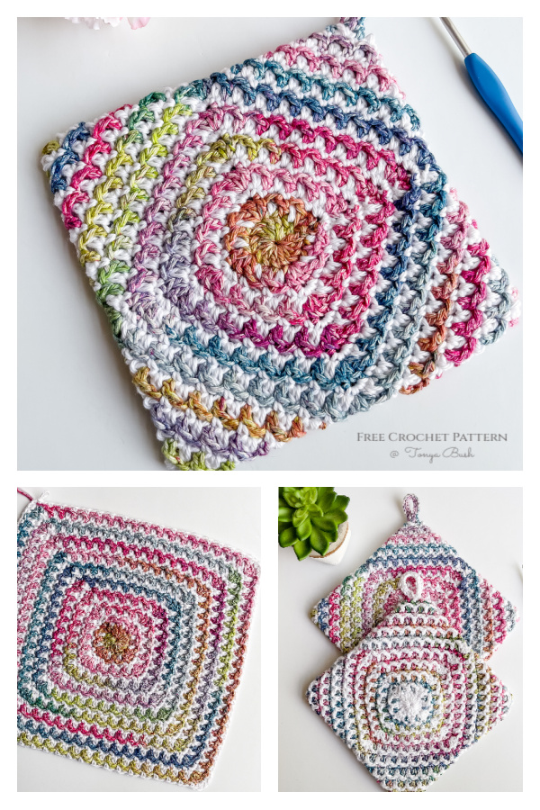 Mosaic Medley Pot Holder Free Crochet Pattern