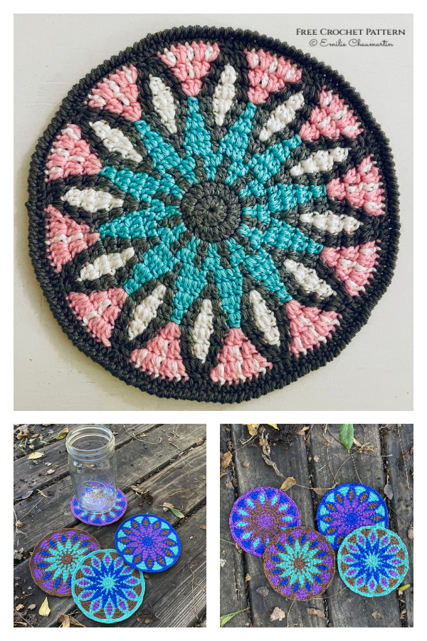 Blooming Cactus Mosaic Pot Holder Free Crochet Pattern