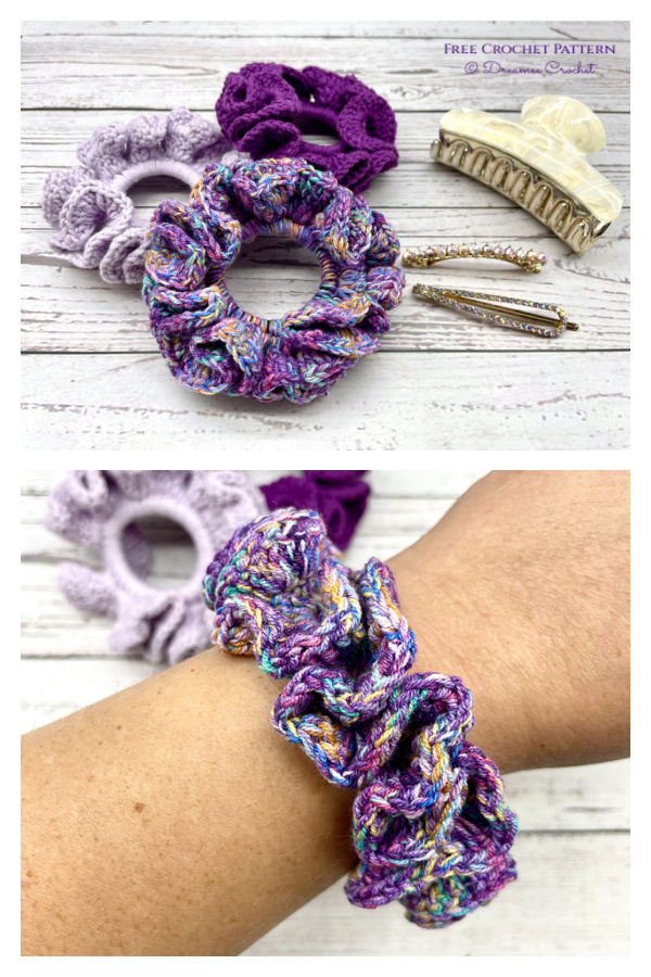Super Easy Hair Scrunchie Free Crochet Pattern
