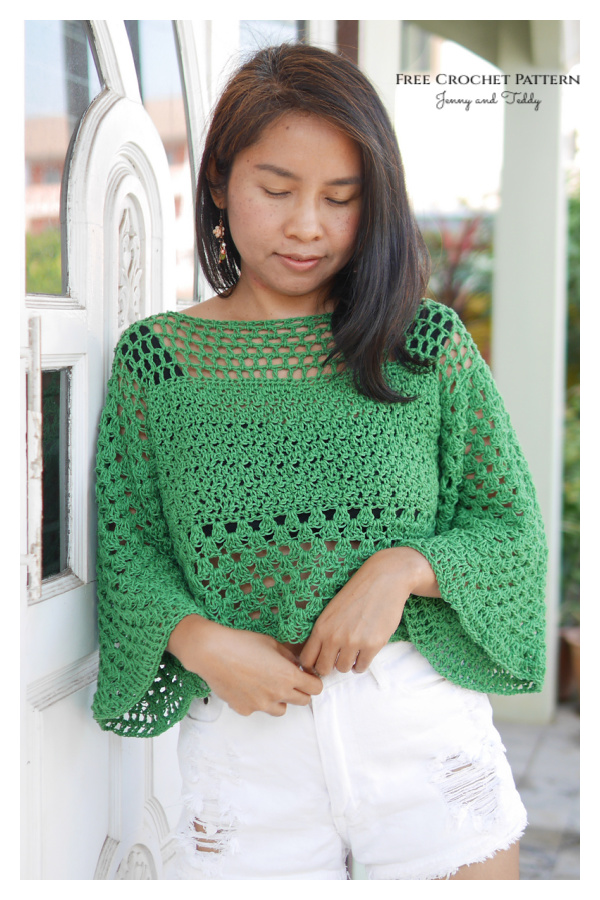 Easy Bell Sleeves Sweater Free Crochet Pattern