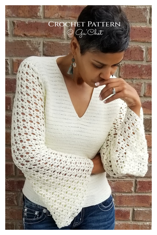 Bell Sleeve Top Sweater Crochet Pattern