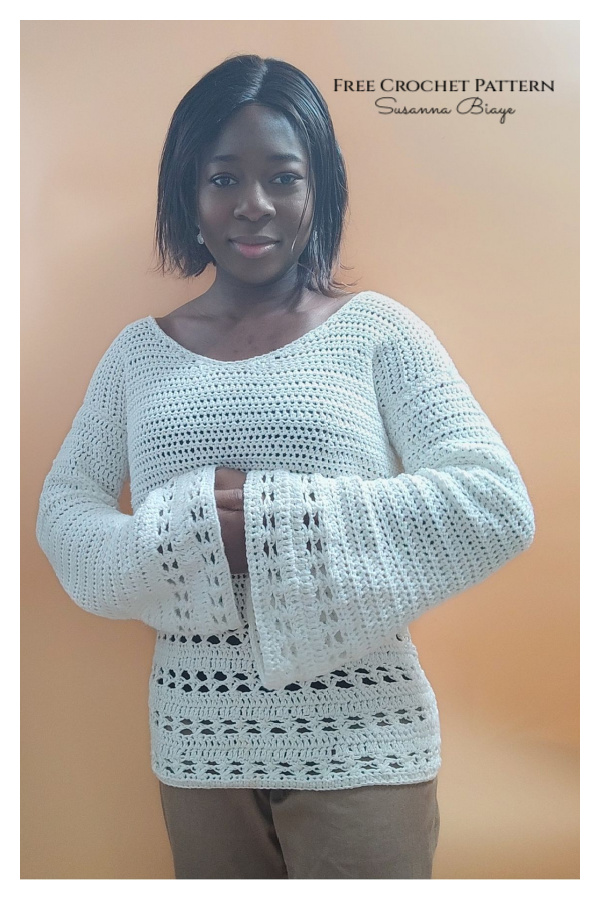 Colleen Bell Sleeve Sweater Free Crochet Pattern