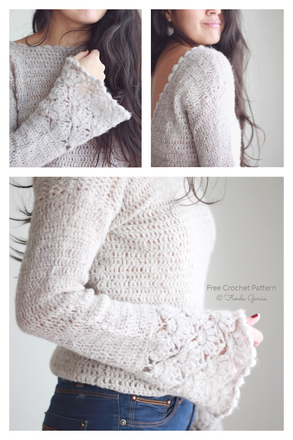 Bell Sleeve Valentina Sweater Top Free Crochet Pattern