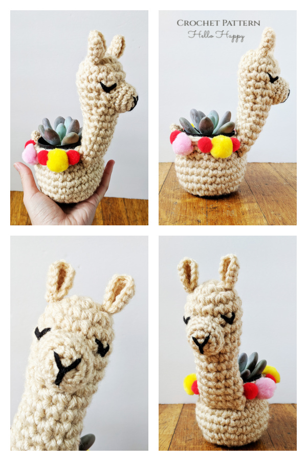 Fun Llama Mini Planter Crochet Pattern