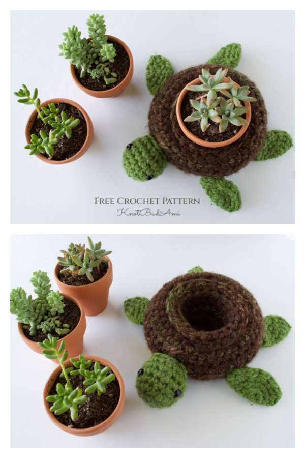 World Turtle Succulent Holder Free Crochet Pattern