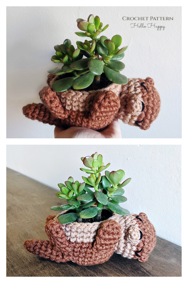 Fun Otter Mini Planter Crochet Pattern