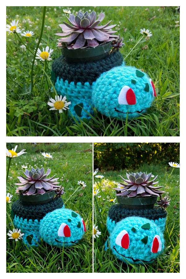 Bulbasaur Succulent Holder Free Crochet Pattern