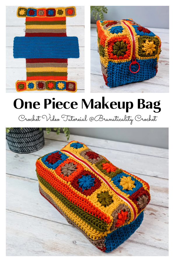 One Piece Granny Makeup Bag Free Crochet Pattern Video Tutorial