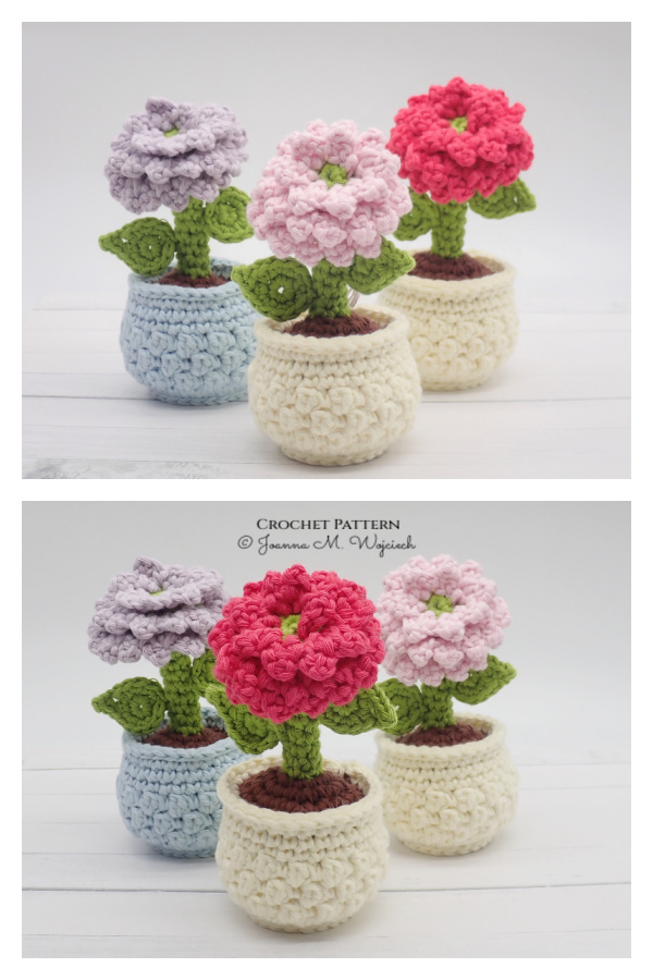 Dahlia in a Flower Pot Crochet Pattern