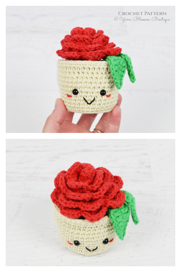 Potted Rose Crochet Pattern