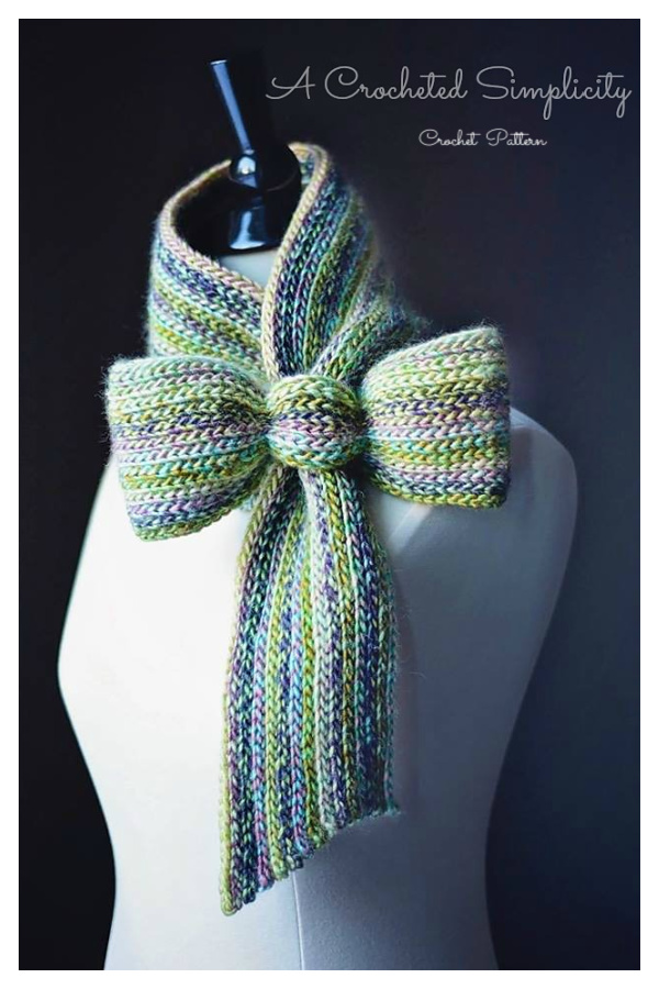 "Knit-Look" Bow Tie Cowl / Scarf Crochet Pattern