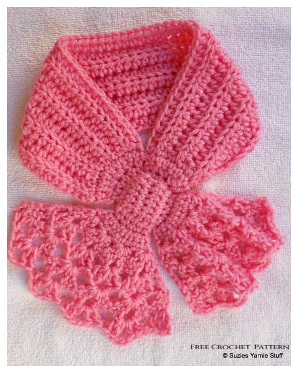 Perfect Pin Shells Bow Tie Scarf Free Crochet Pattern