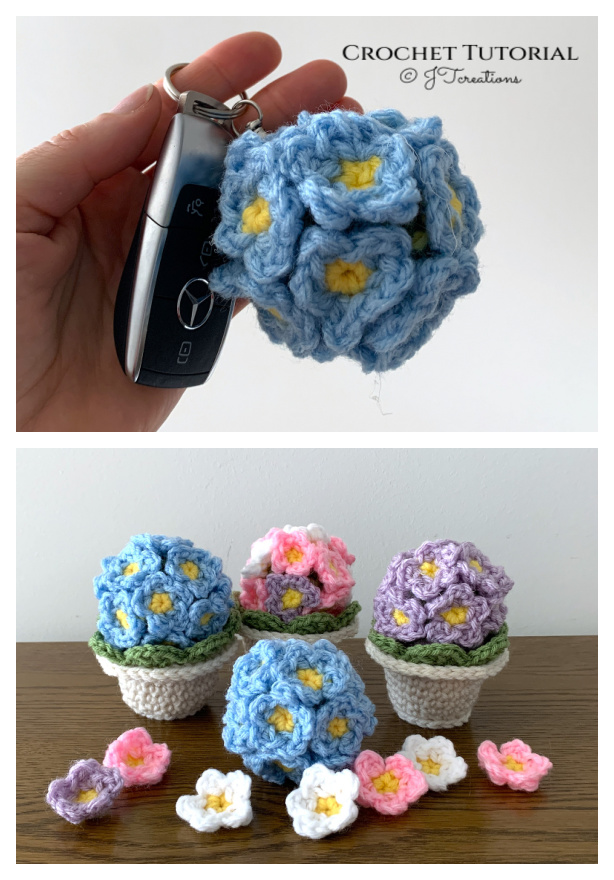 Forget-Me-Not Keys Charm Crochet Tutorial -Video