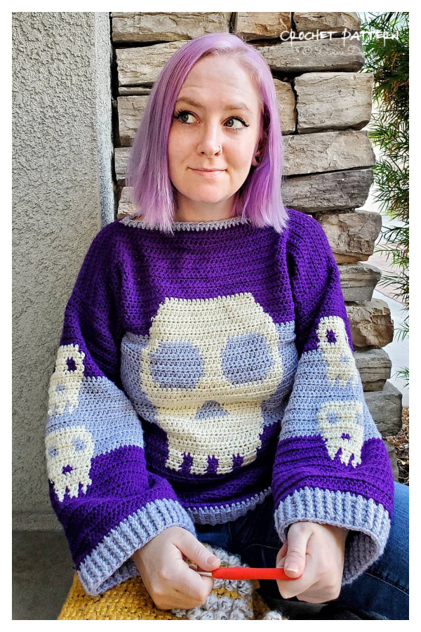 Sally Skulls Sweater Crochet Pattern