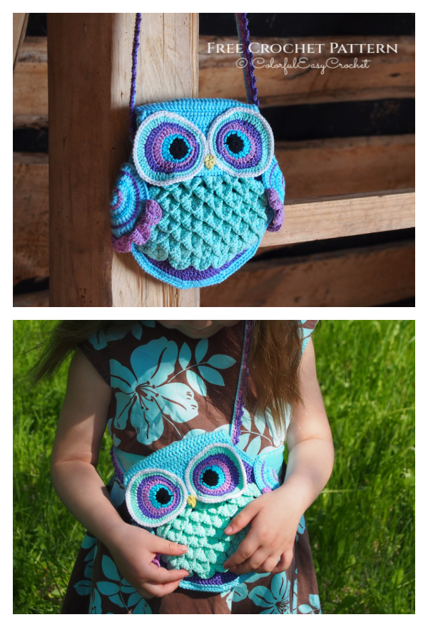 Owl Bag "Blue Dreams" Free  Crochet Pattern