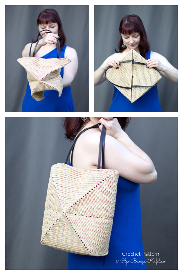 Foldable Leat Tote Bag Crochet Pattern