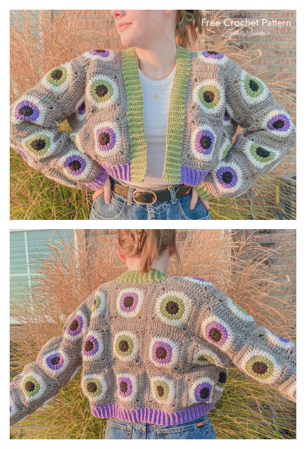 Halloween Granny Square Cardigan Free Crochet Pattern