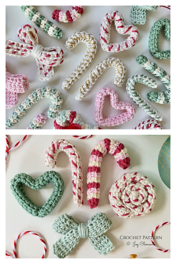 Candy Cane Christmas Ornament Crochet Patterns