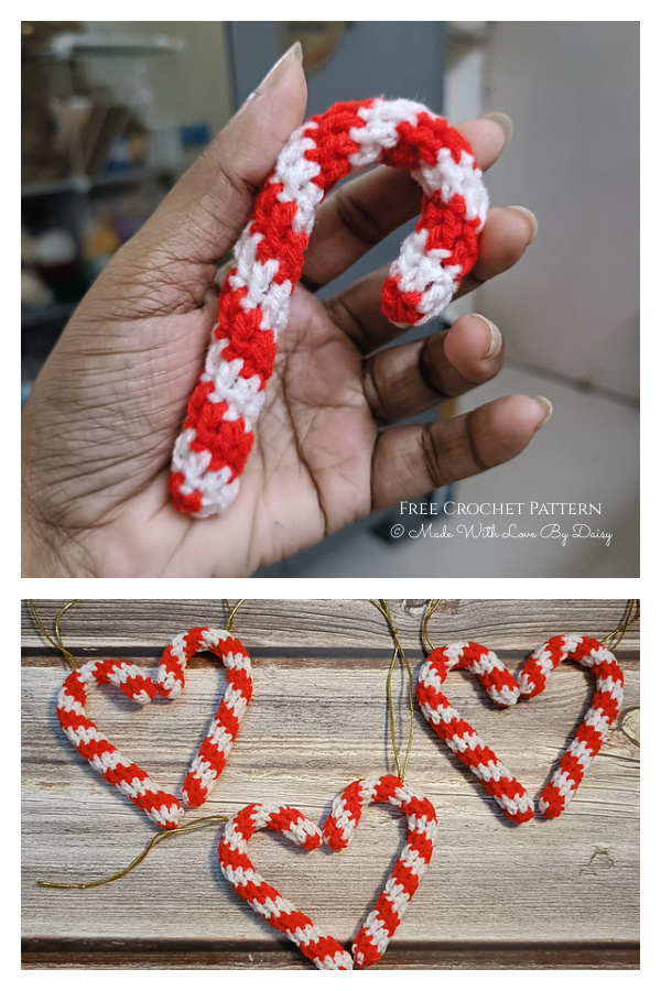 Christmas Candy Cane Ornament Free Crochet Pattern