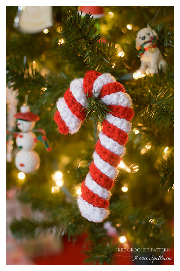 Christmas Candy Cane Ornament Free Crochet Pattern