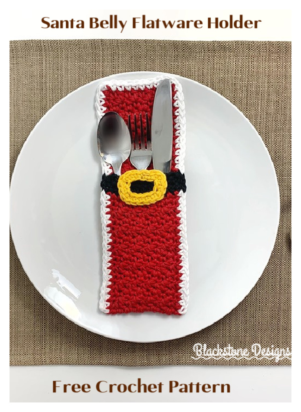 Christmas Santa Belly Flatware Holder FREE Crochet Pattern