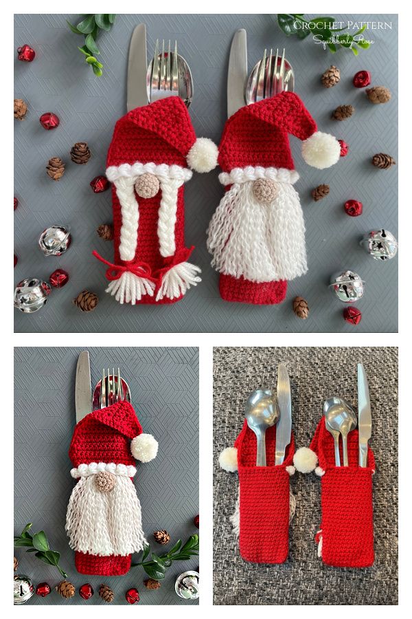 Christmas Gonk Gnome Cutlery holder Crochet Pattern