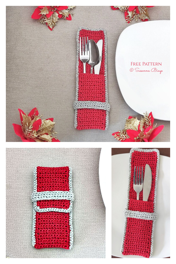 Christmas Cutlery Holder FREE Crochet Pattern