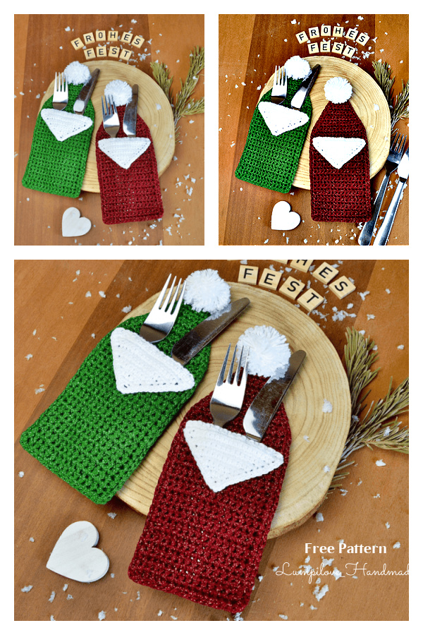 Christmas Christmas Gnome Cutlery Bag FREE Crochet Pattern