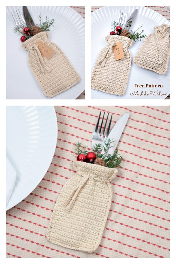 Christmas  Cutlery Pouch FREE Crochet Pattern