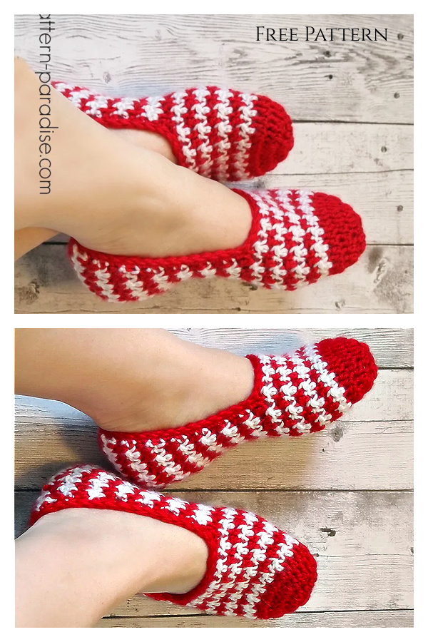 Christmas Hint of Mint Slippers Free Crochet Pattern