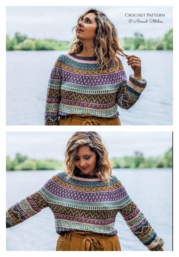 Mosaic Jumper Pullover Sweater Crochet Pattern