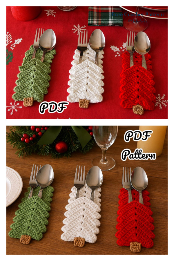 Christmas Tree Cutlery Holder Crochet Pattern Christmas Tree Cutlery Holder Crochet Pattern