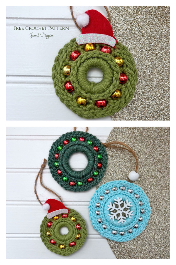 Beaded Wreath Ornament FREE Crochet Pattern