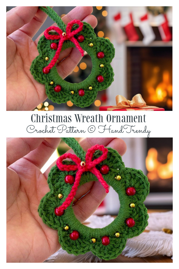 Christmas Tree Wreath Ornament Crochet Pattern