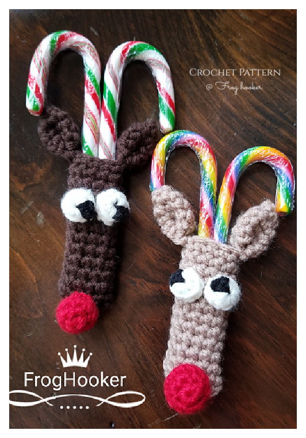 Reindeer Candy Cane Holder Crochet Patterns