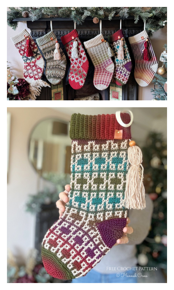 Yuletide Mosaic Stockings Free Crochet Patterns