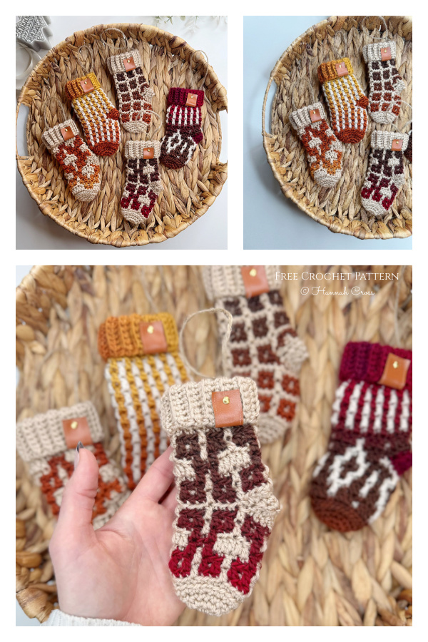 Mosaic Mini Yuletide Stockings Free Crochet Patterns