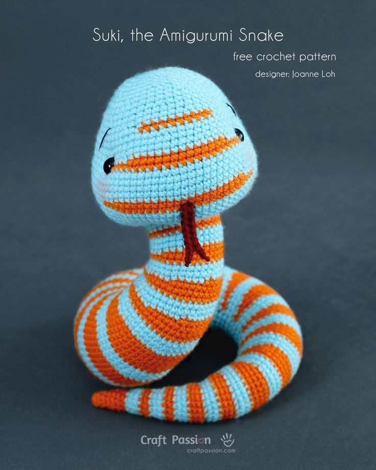 Suki the Curvy Striped Snake Amigurumi Free Crochet Pattern