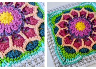 Glimmer Flower Afghan Block Square Free Crochet Pattern Glimmer Flower Afghan Block Free Crochet Pattern