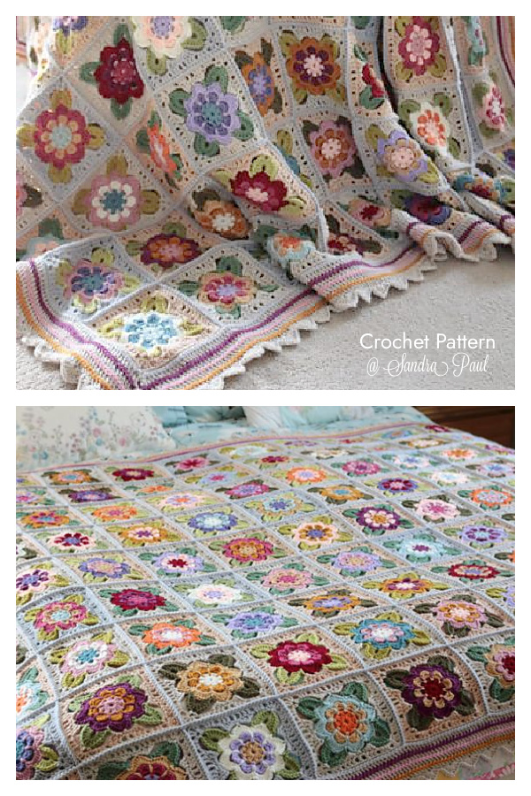 Painted Roses Blanket Crochet Pattern