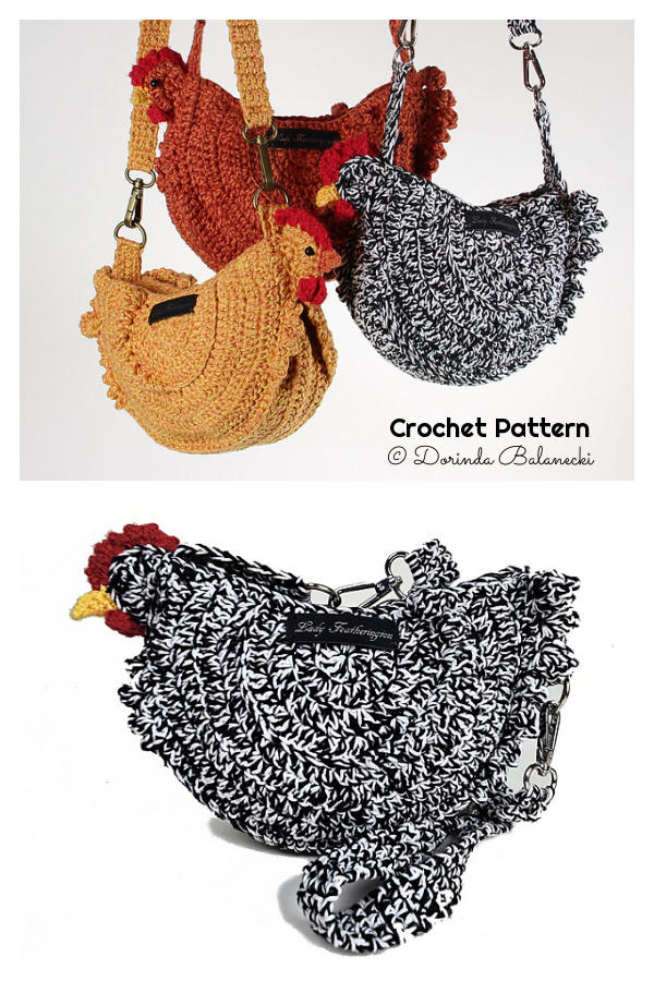 Lady Featherington - The Chicken purse Crochet Patterns