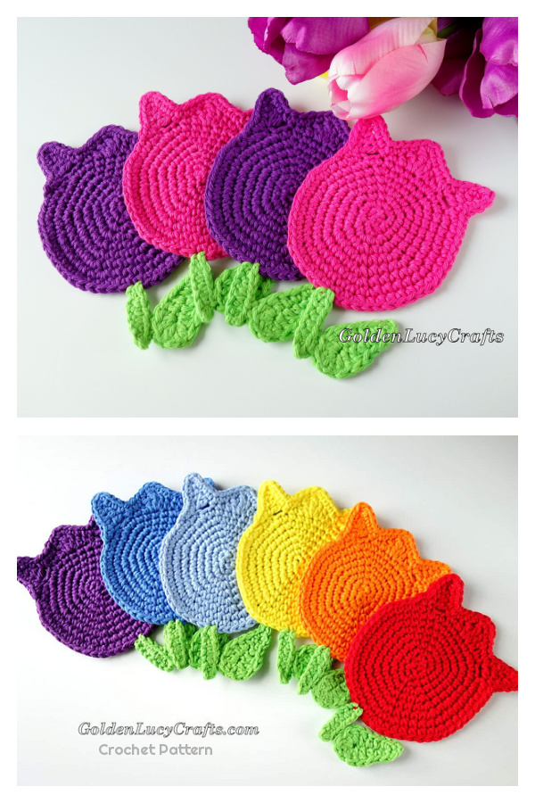 Tulip Coaster Flower Crochet Pattern