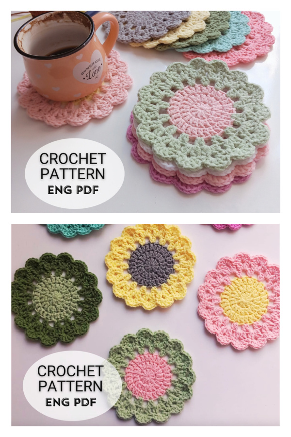 Easy Flower Coaster Crochet Pattern