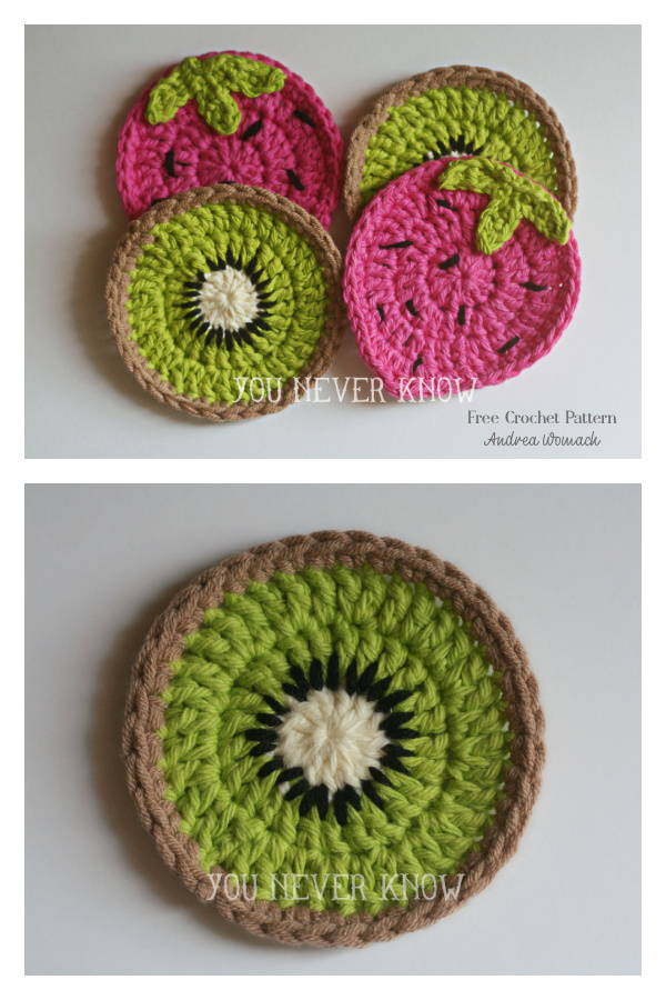 Kiwi Fruit Coaster Free Crochet Pattern