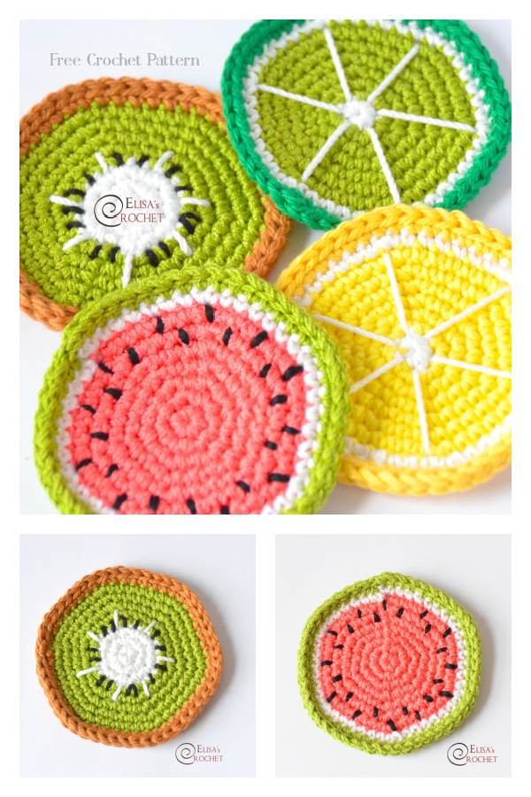 Fruit Coasters Free Crochet Patterns