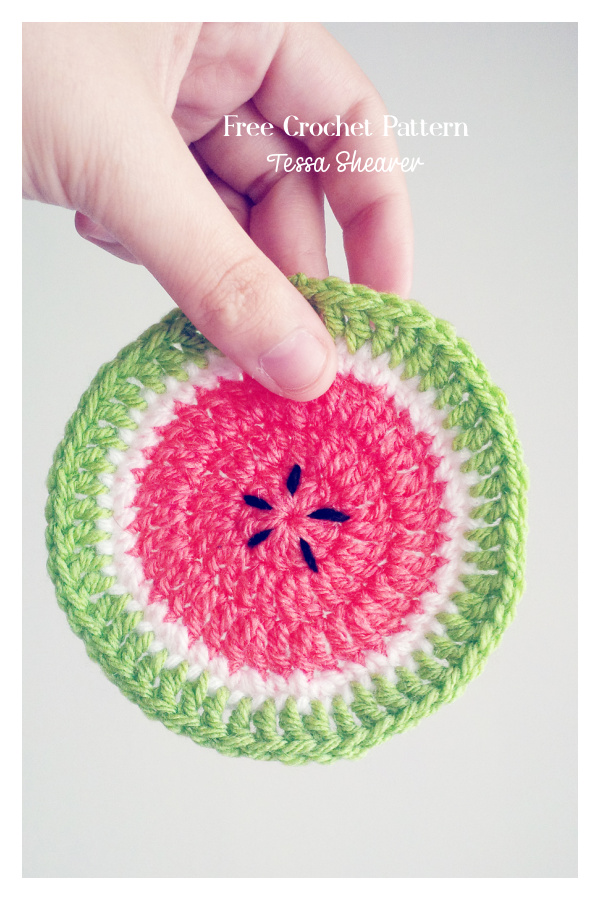 Summer Watermelon Coasters Free Crochet Pattern