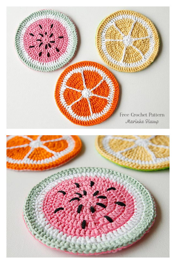 Tutti Frutti Potholders / Fruit Coaster Free Crochet Pattern