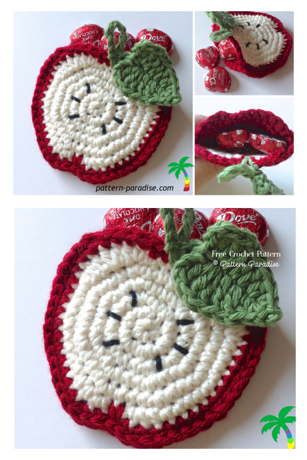 Apple Coasters & Pouch Free Crochet Pattern