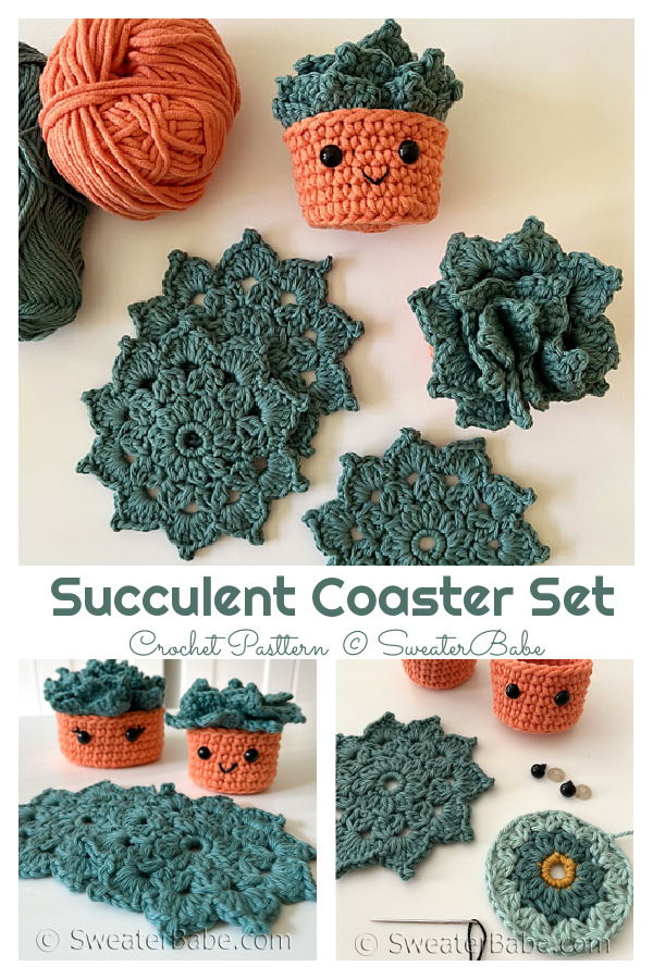 Succulent Coaster Set Crochet Pattern